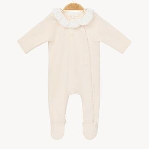 Baby Pink Ruffle-Collar Footed One-Piece